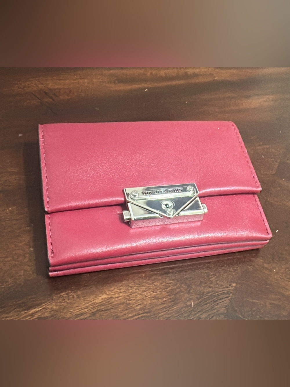 Michael Kors Cece Small Card Case Leather Wallet Silver Hardware (bags25)